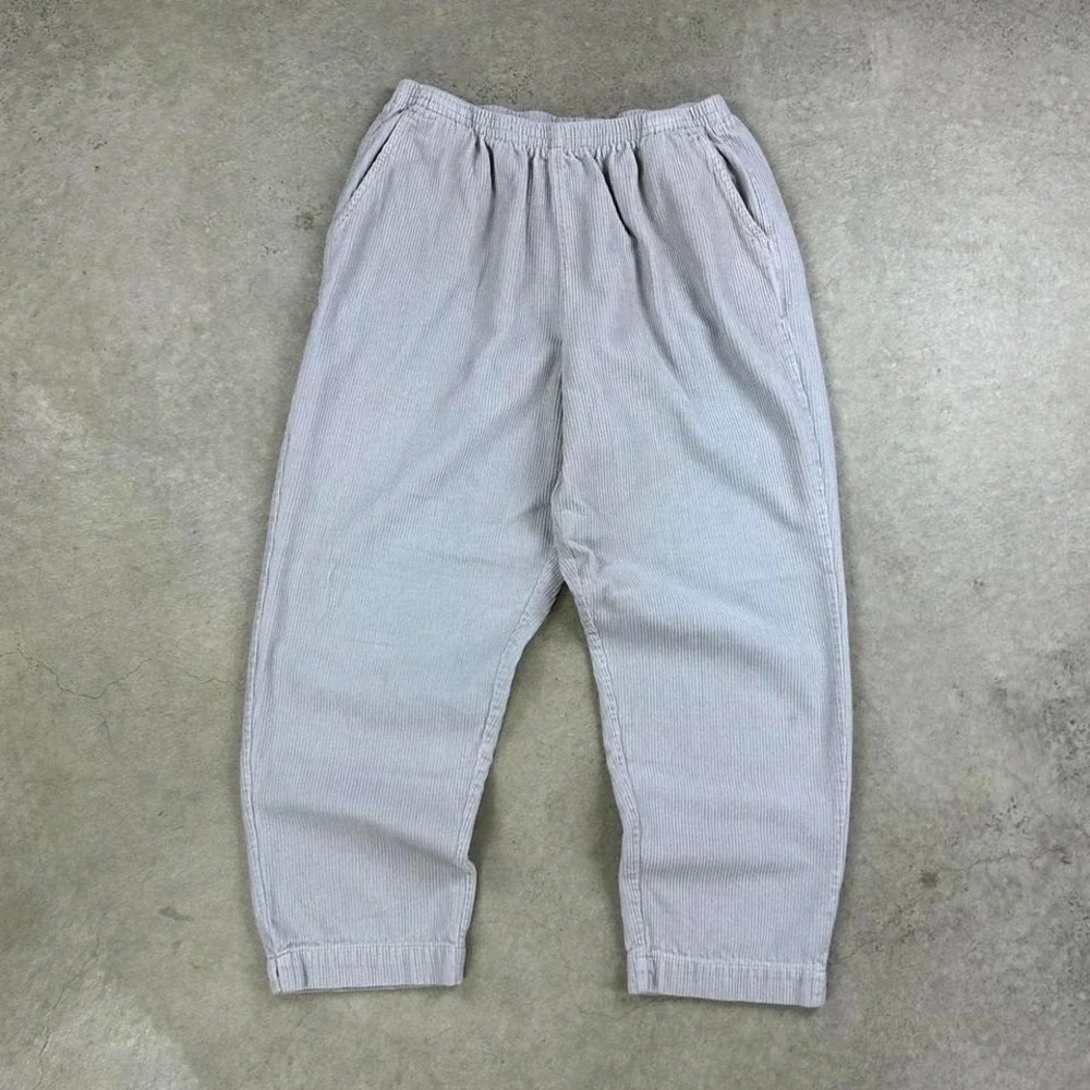 Vintage Corduroy Sweatpants Size Small Cream Blank Straight Leg Wide Whale